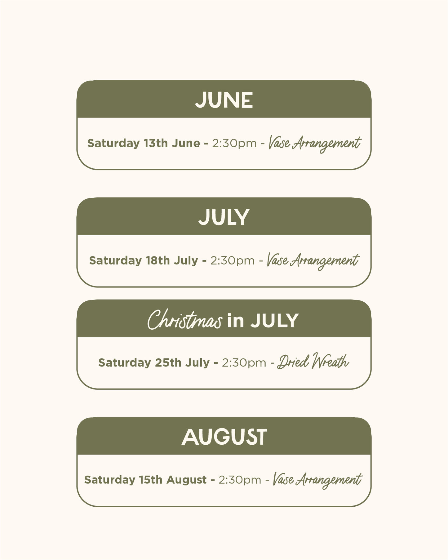 Sweet Caroline Workshops